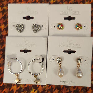Lori's Gifts Earring Set Lot of 4 Silver and Gold
